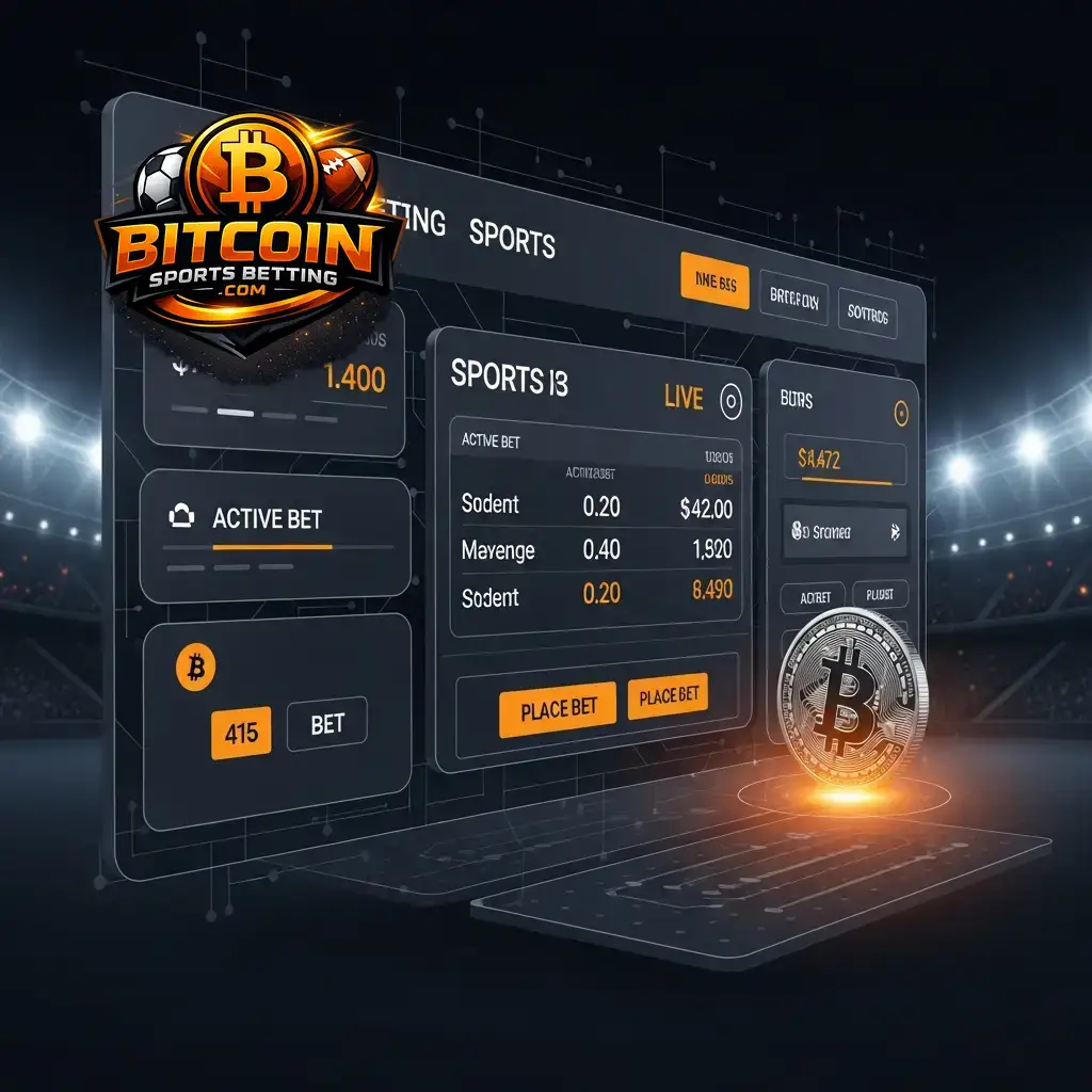 An immersive digital sports betting interface with Bitcoin integration, set against the backdrop of a packed football stadium, illustrating modern crypto betting on matches like Iraq vs. Norway.